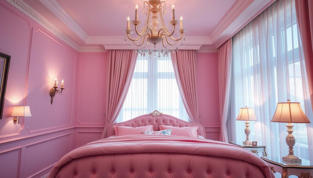 Elegant pink bedroom lighting