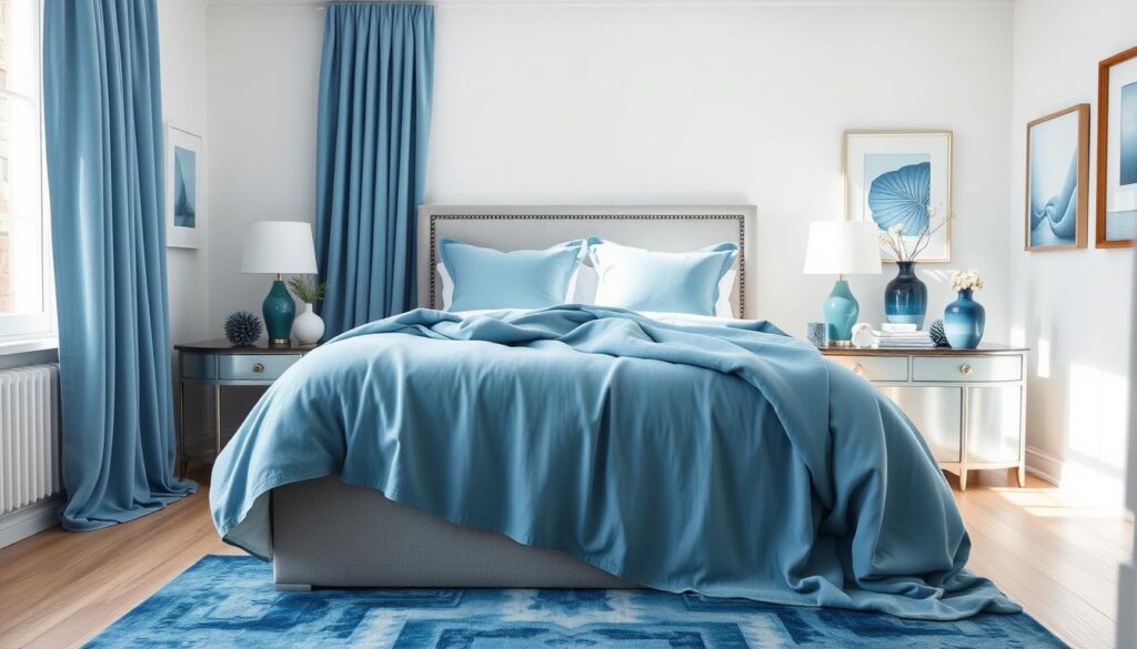 blue bedroom accents