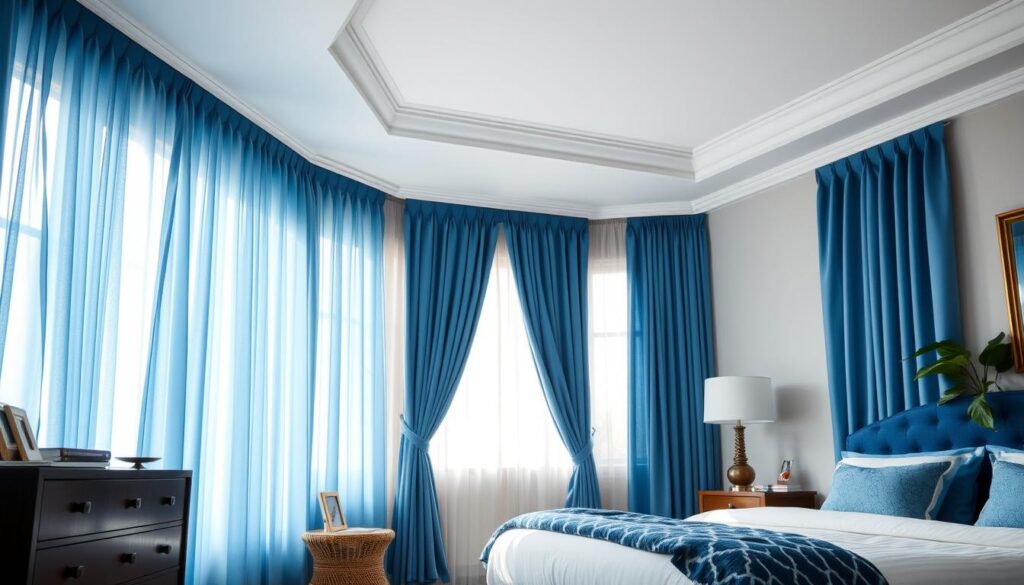 blue curtains