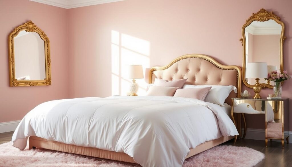 blush pink and gold bedroom