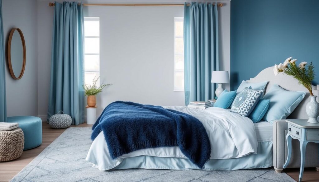 cool-toned bedroom accents