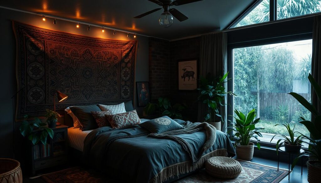 dark boho chic bedroom