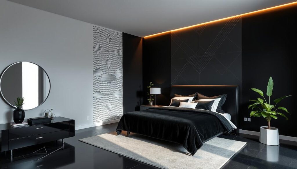 modern black bedroom