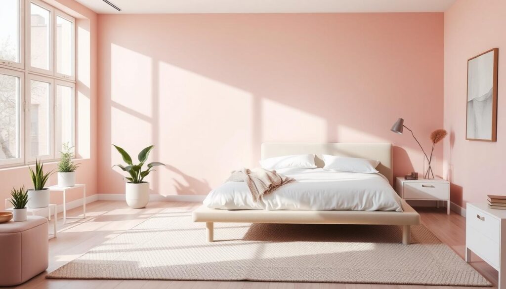 modern minimalist pink bedroom