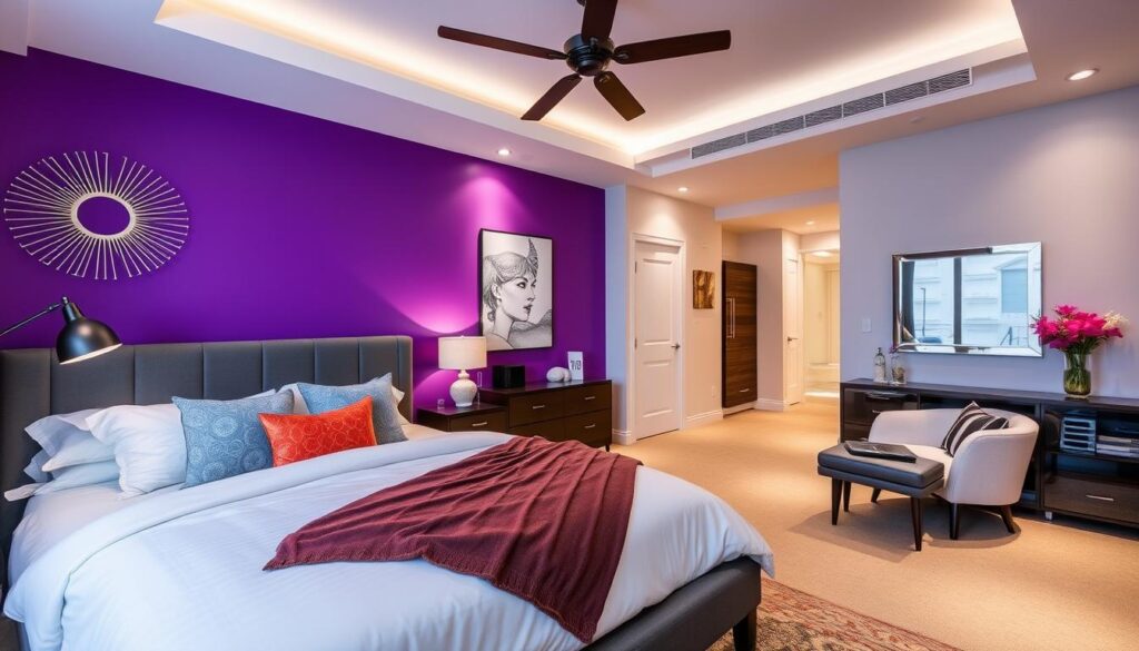 purple accent wall