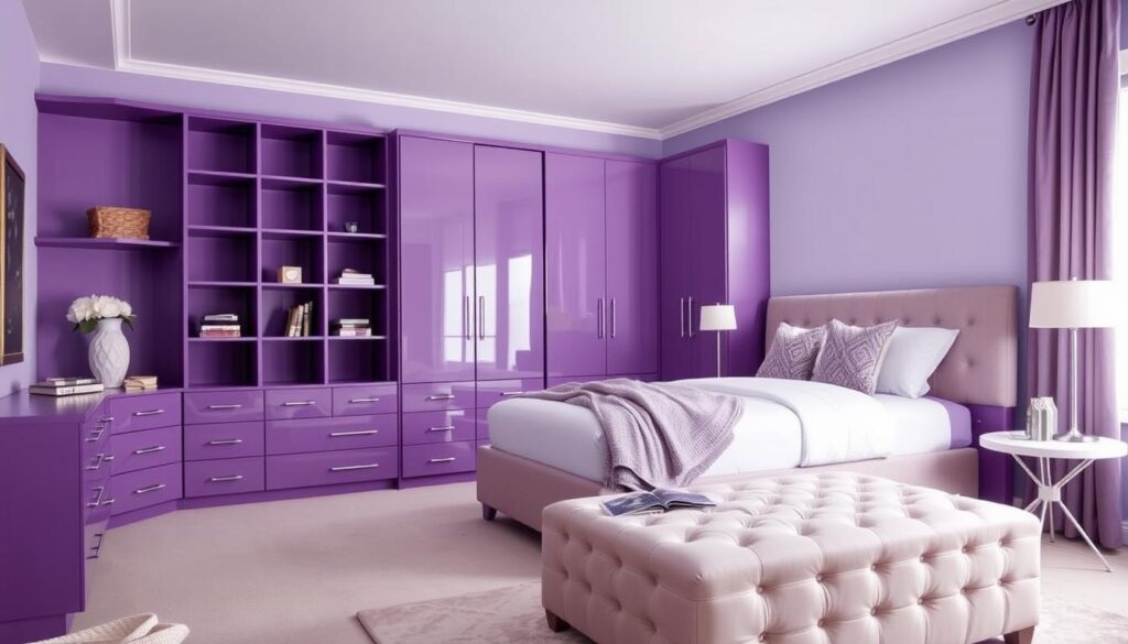 purple bedroom storage